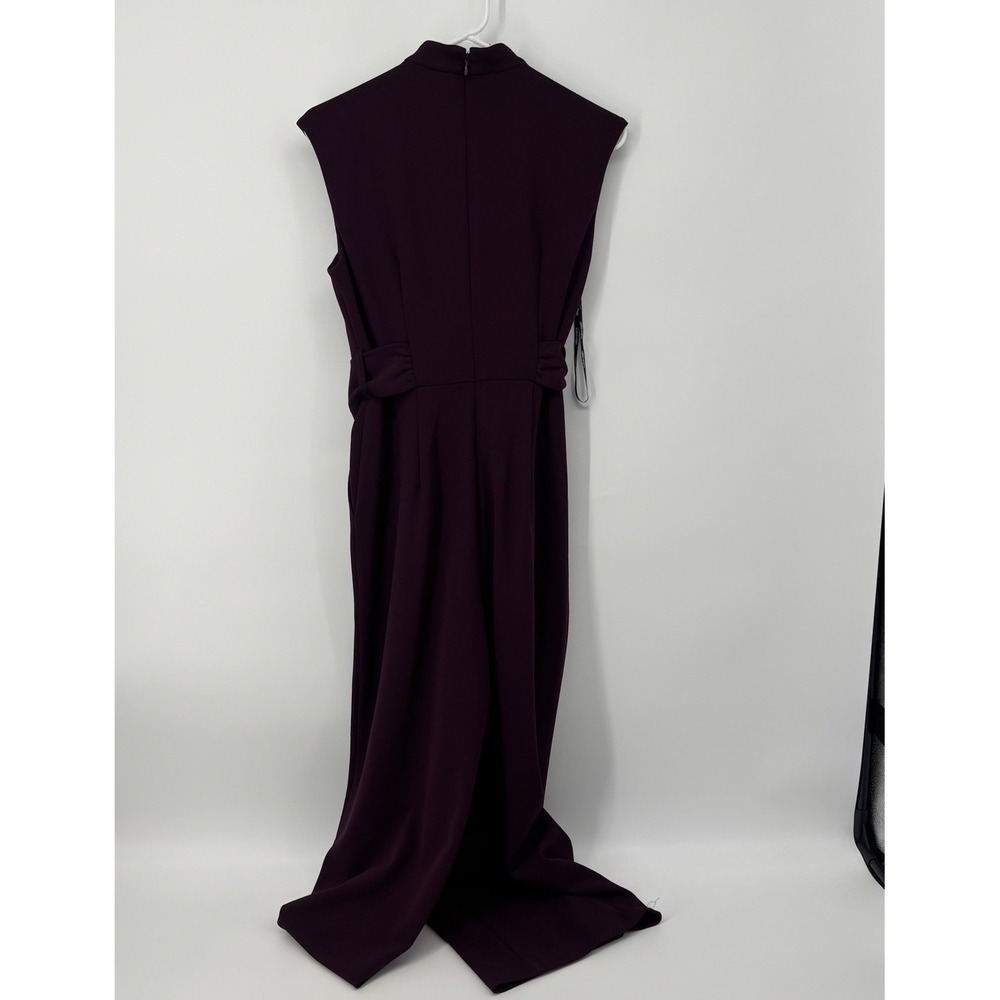 Calvin Klein Womens Sleeveless Cropped Wide Leg Jumpsuit Maroon Womens Size 4 - Picture 2 of 10